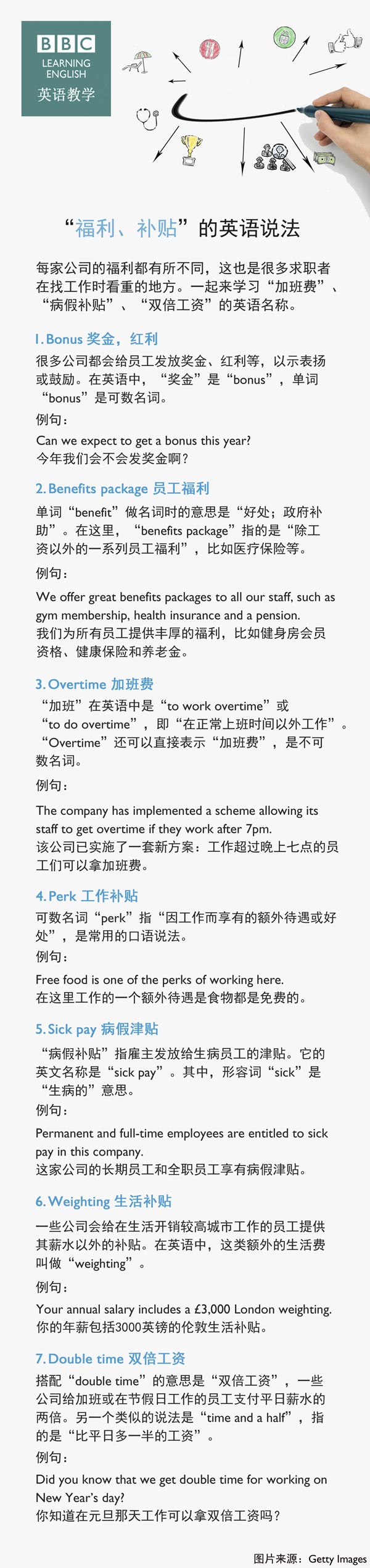 “福利、補(bǔ)貼”的英語(yǔ)說(shuō)法